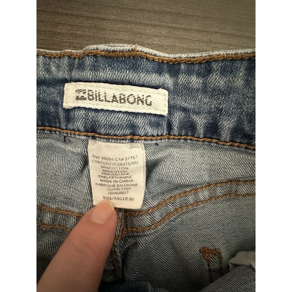 Y2K Billabong Denim Micro Mini Jean Shorts Low Rise Cut Off Grunge Festival 30 - Picture 5 of 5